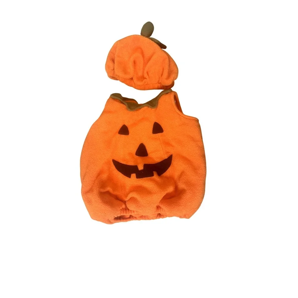 Pottery Barn Kids Pumpkin Costume Infant 3-6 Months Orange Fleece Halloween